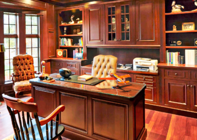 Home study with mahogany cabinets