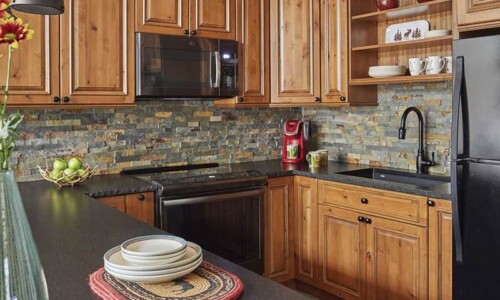 Custom kitchen design with wooden cabinets