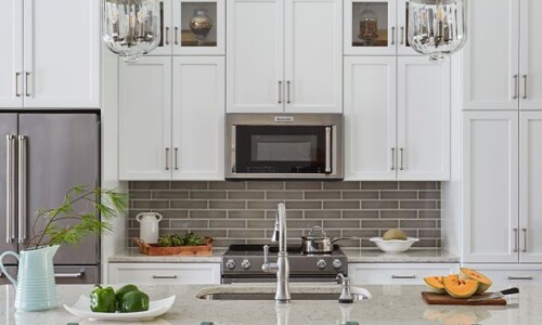 Kitchen with white modern cabinets